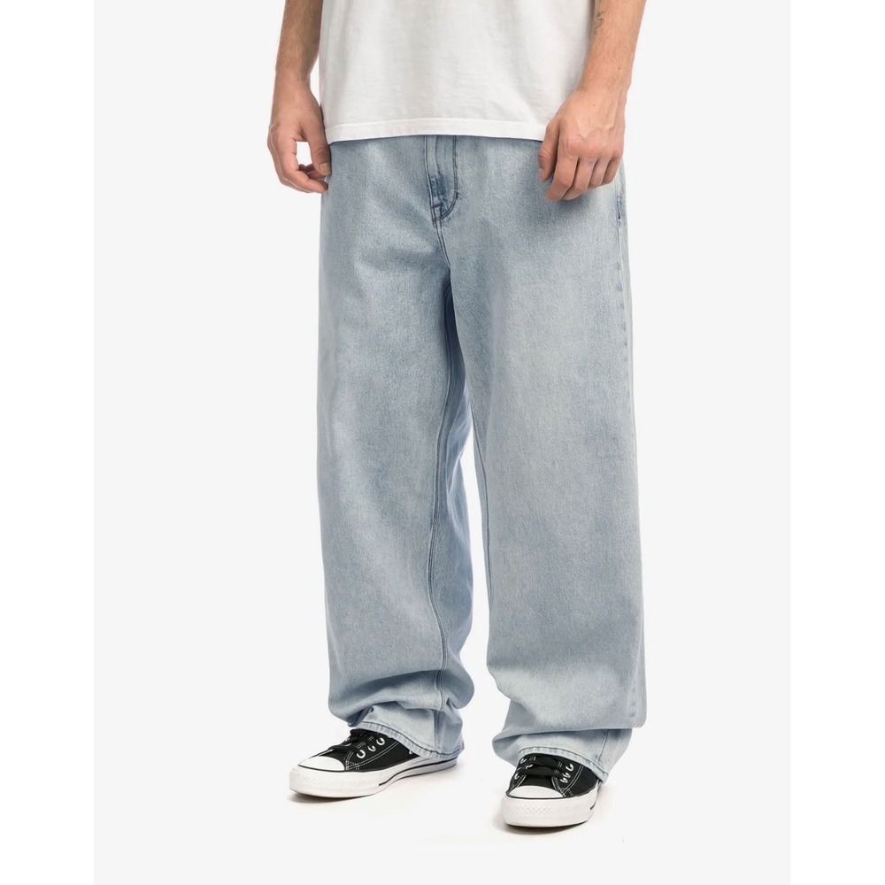 Volcom Chillow Loose Baggy Jeans Light Wash Blue Denim Kids Size 8 (24) NEW